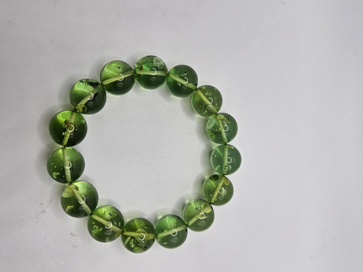 Medium Green Amber Stretch Bracelet.
