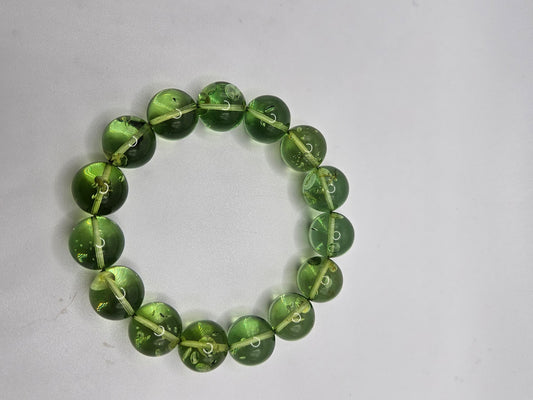 Medium Green Amber Stretch Bracelet.