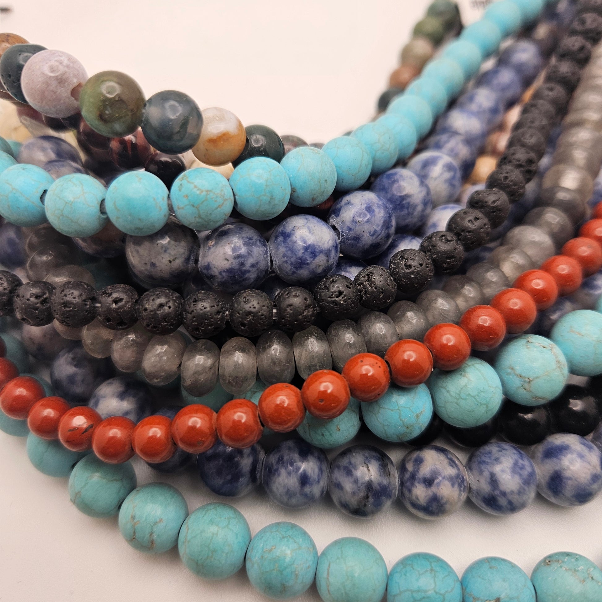 Mixed Large Hole Round Bead Strand.