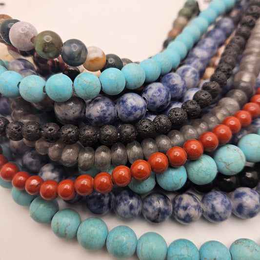 Mixed Large Hole Round Bead Strand.