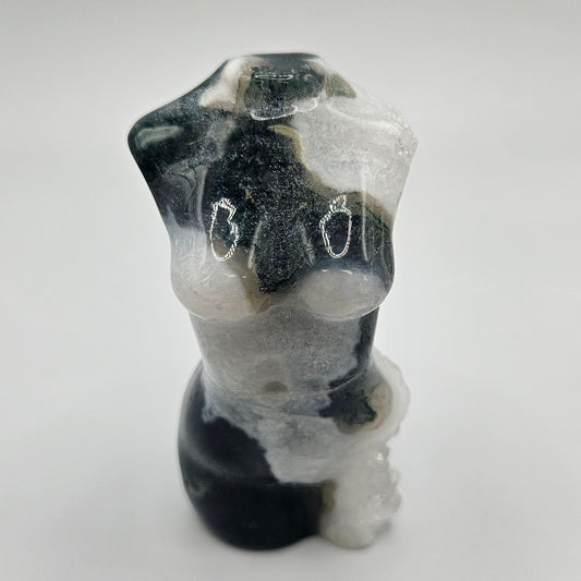 Moss Agate Goddess Body 3 inch.