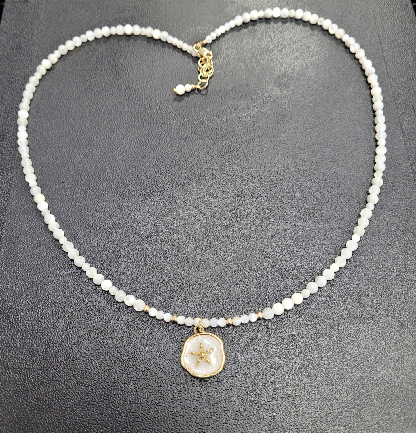 Mother of Pearl With Ocean Charm Necklace.