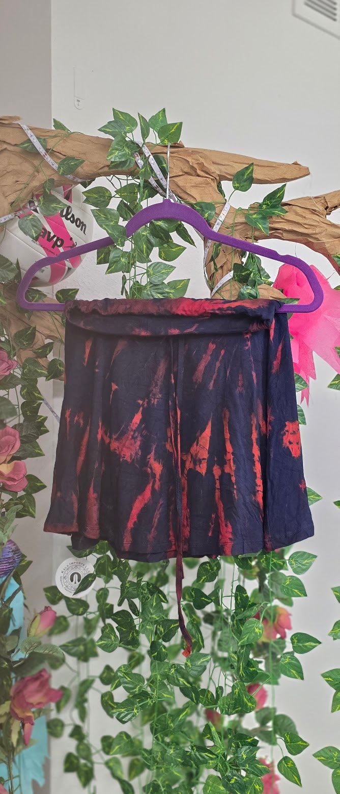 Navy Blue Mini Tie-Dye Skirt.