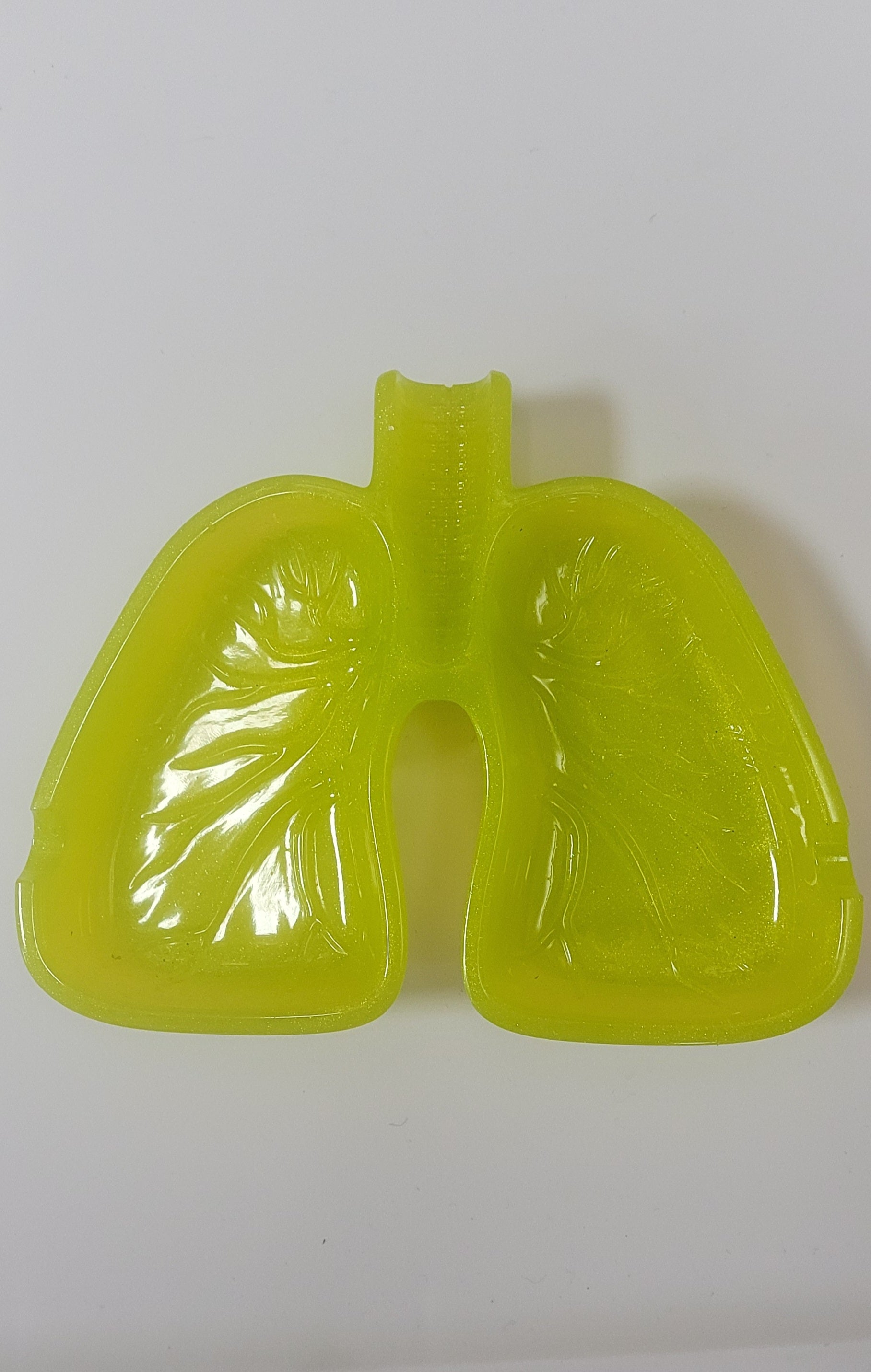 Handmade Neon Yellow Resin Lung Ashtray.