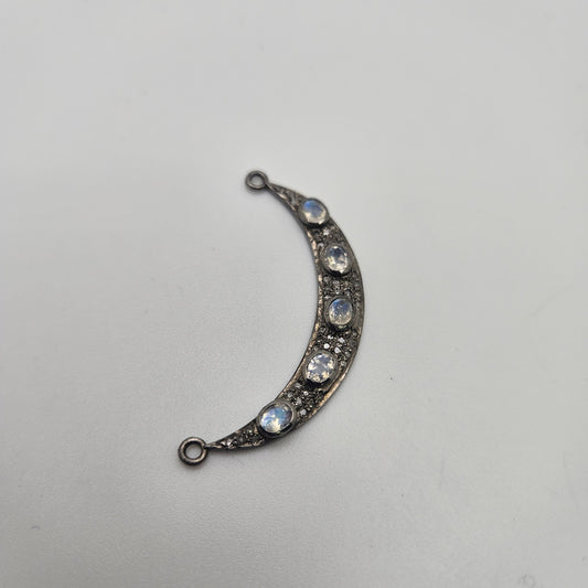 Oxidized Silver Moon Connector.