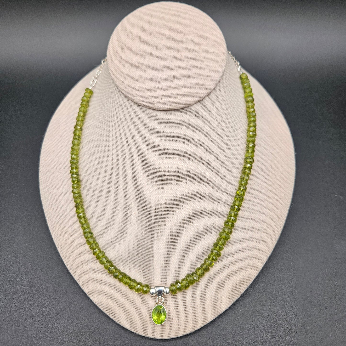 Peridot Necklace with Sterling Silver Chain 18 inch.