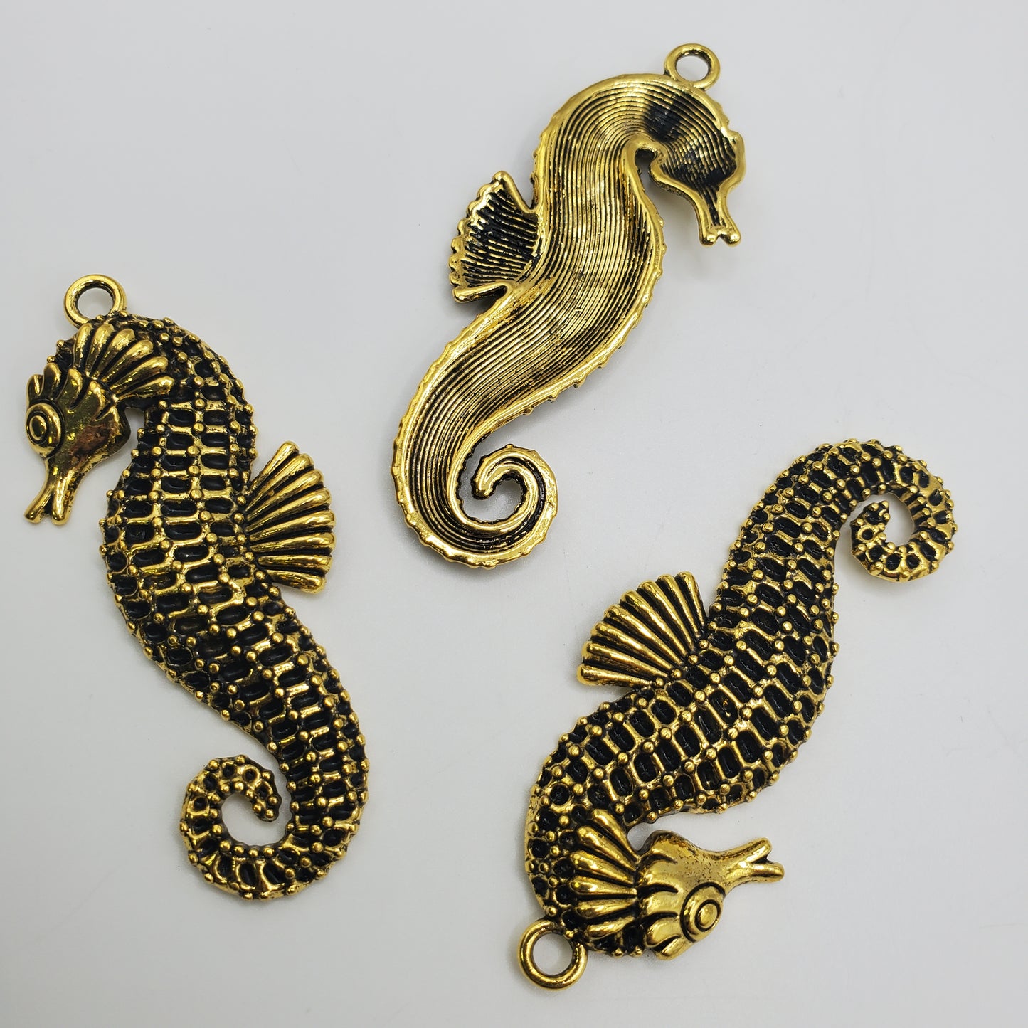 Pewter Gold Seahorse Charm.