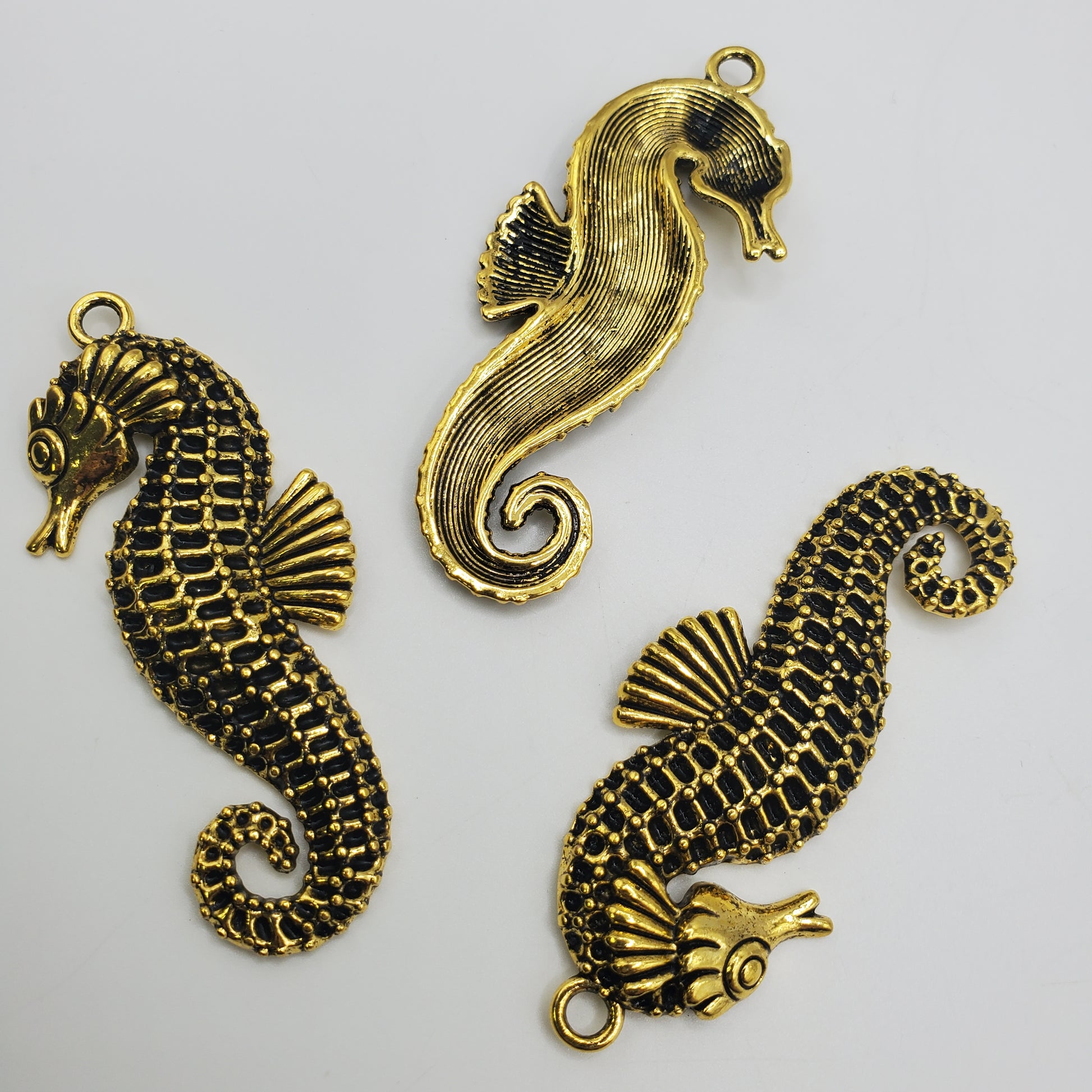 Pewter Gold Seahorse Charm.