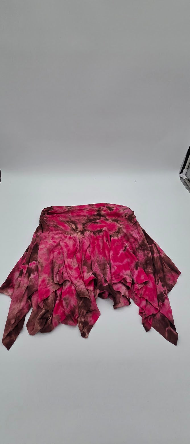 Pink Tie-Dye Flowing Mini Skirt.