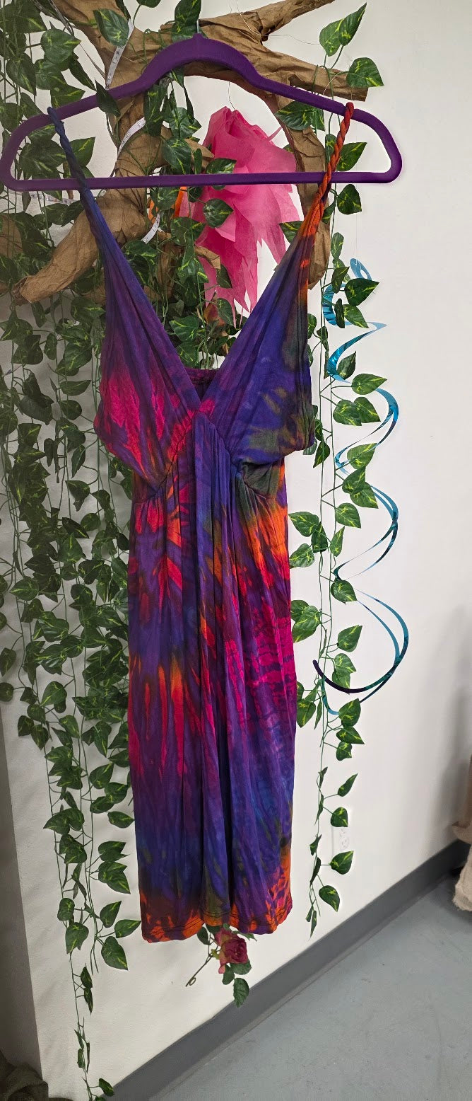 Purple Braided Tie-Dye Dress.