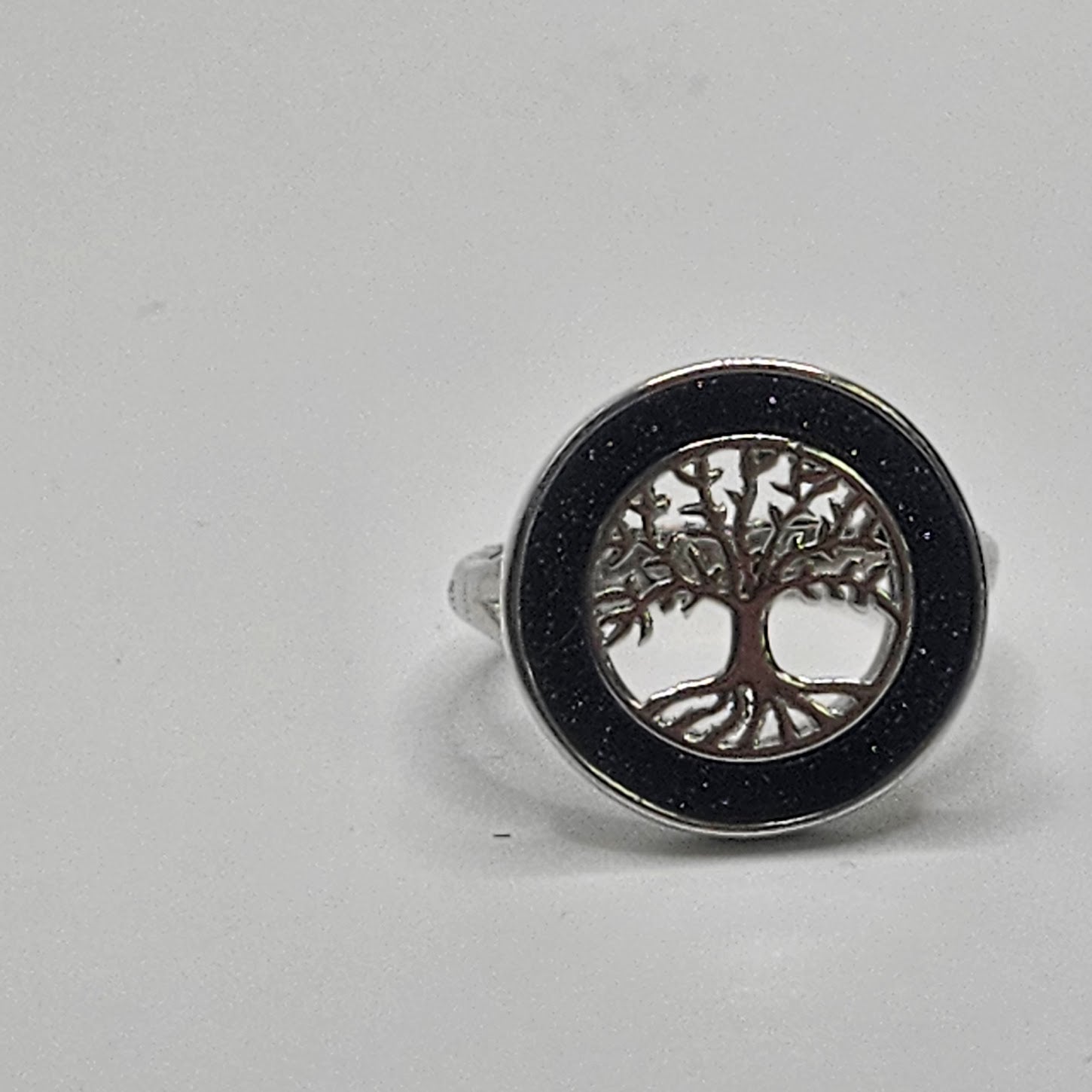Purple Goldstone Round Tree of Life Ring.