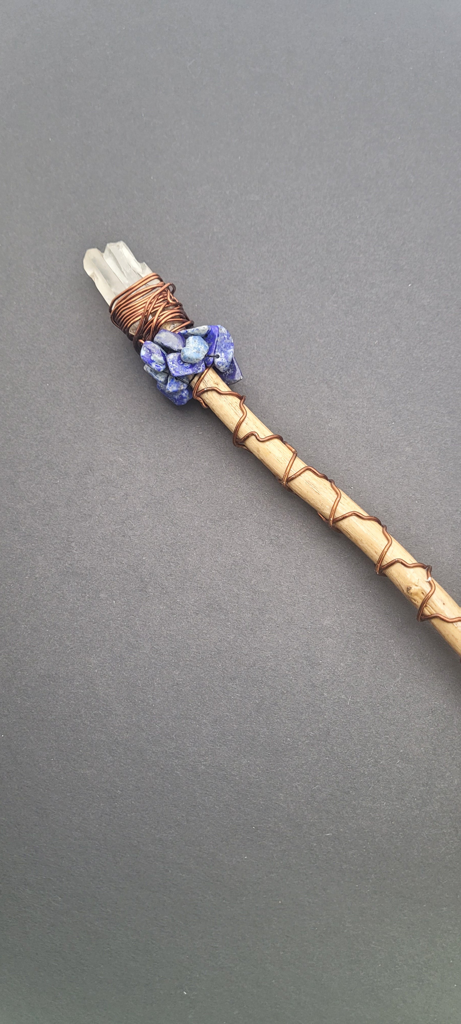 Handmade Quartz With Lapis Wand.