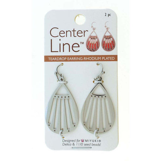 RHODIUM PLATED TEARDROP EARRINGS W/ HOOKS.