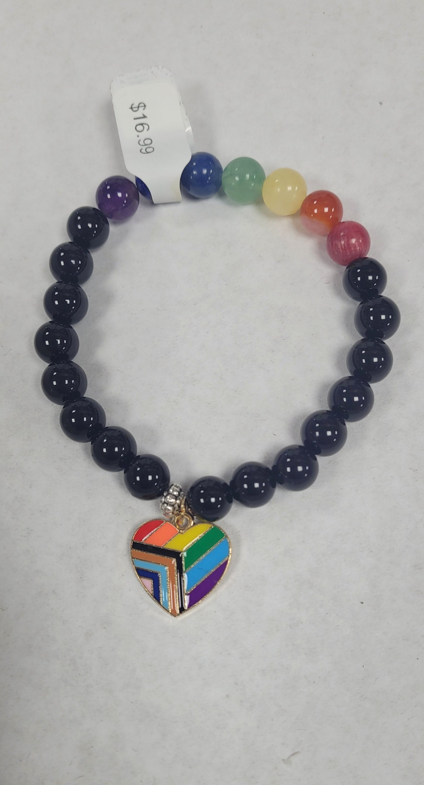 Rainbow Pride Stretch Bracelet With Charm- Design and Charm vary.