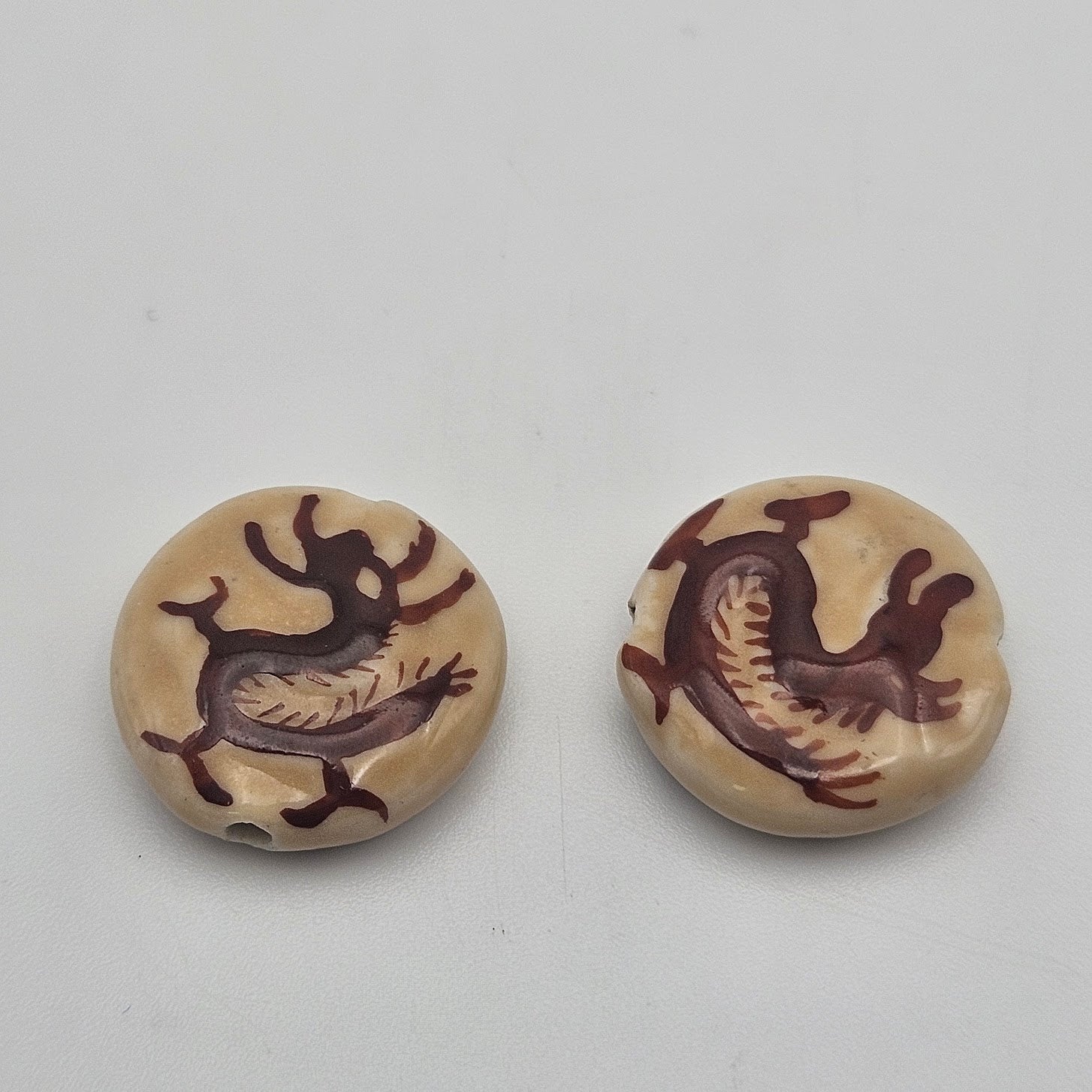 Red Dragon porcelain Bead Single.