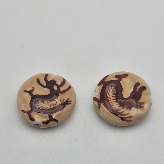 Red Dragon porcelain Bead Single.
