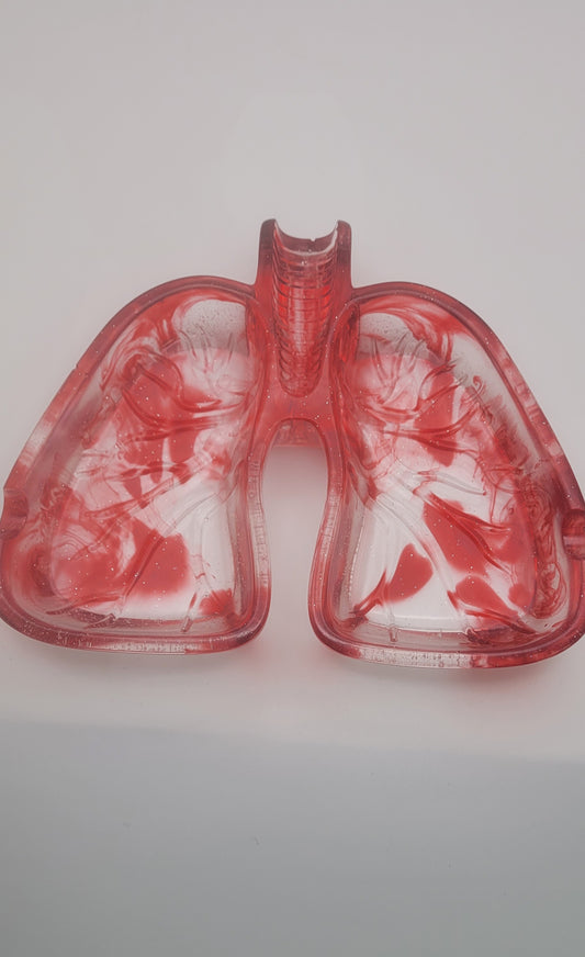 Handmade Red Drip Resin Lung Ashtray.