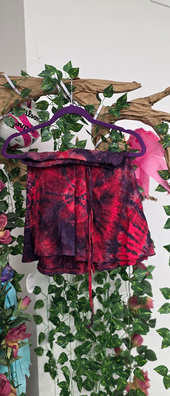 Red Mini Tie-Dye Skirt.