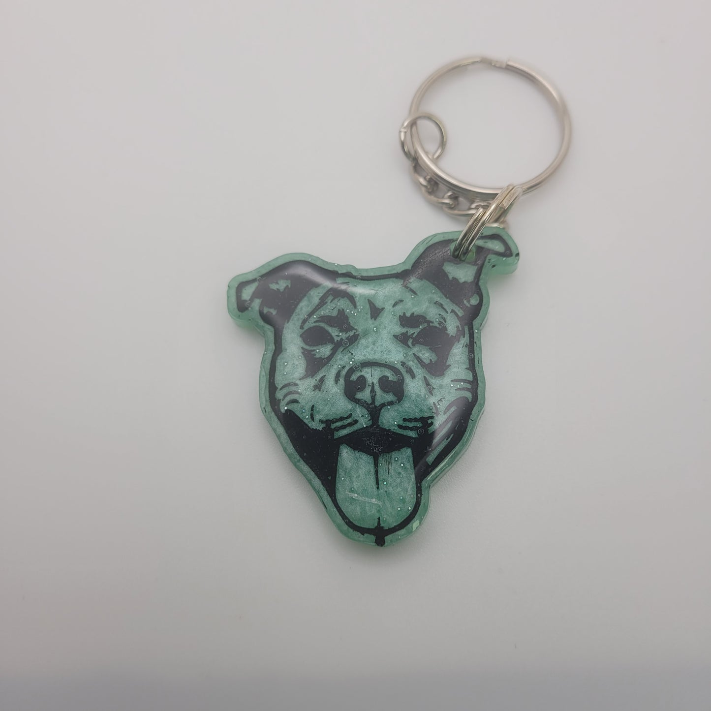 Resin Pitbull Keychain Colors Vary.