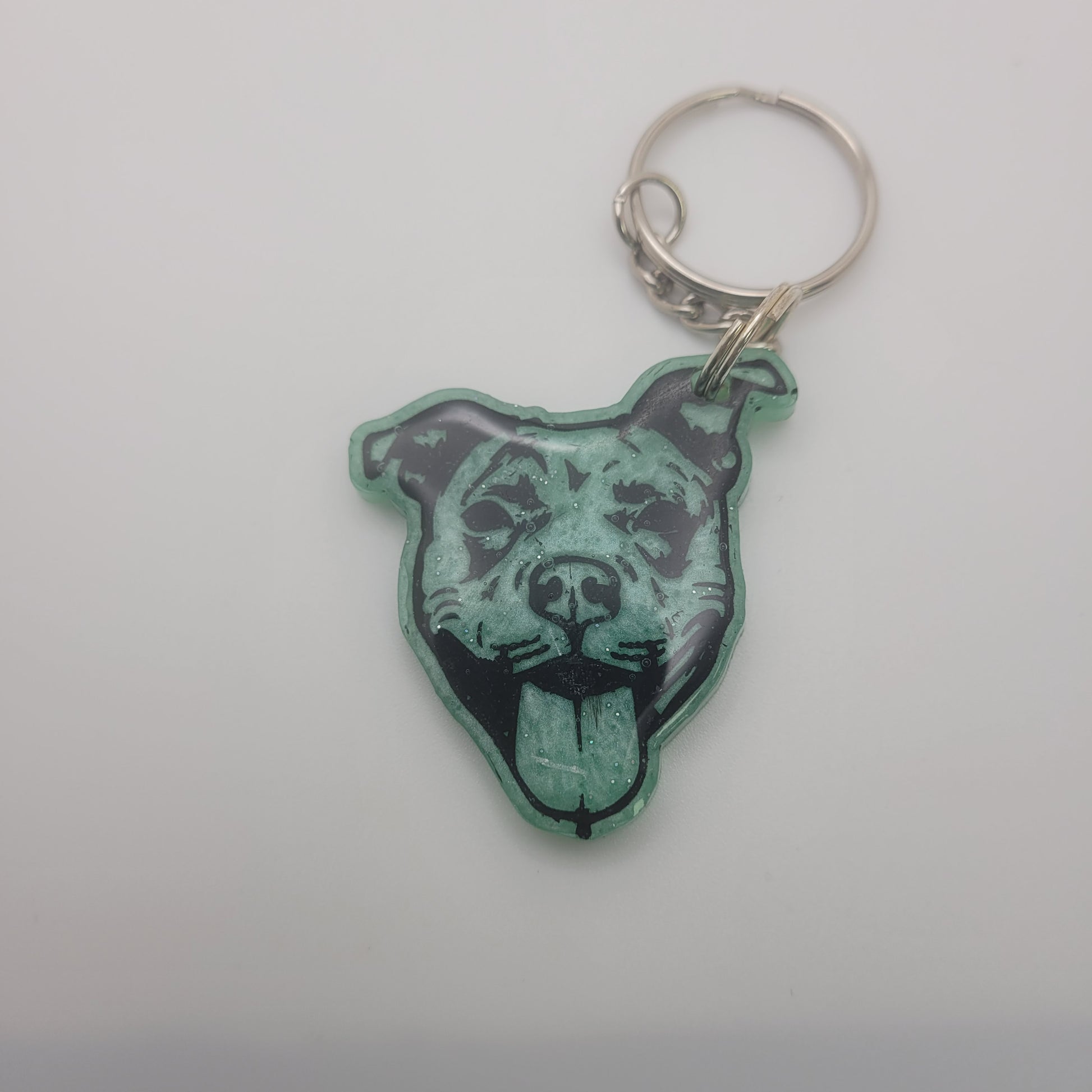 Resin Pitbull Keychain Colors Vary.