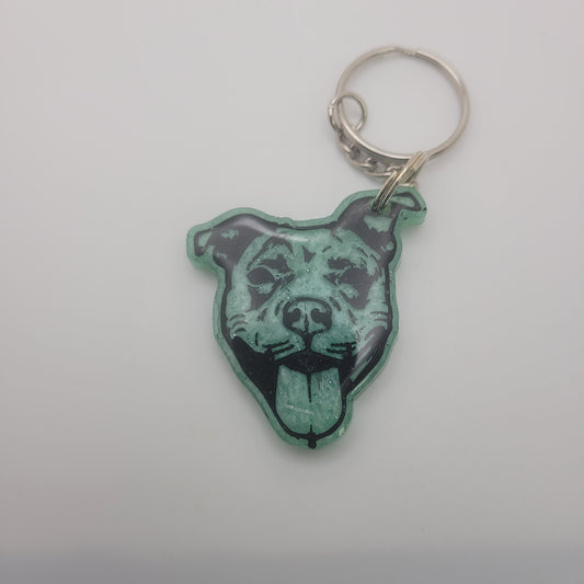 Resin Pitbull Keychain Colors Vary.