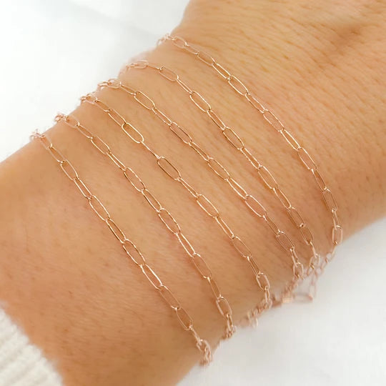 Rose Gold Fill Paper Clip 2x5mm Chain By The Foot.
