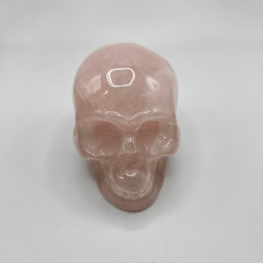 Rose Quartz Gemstone Skull 5 inch.
