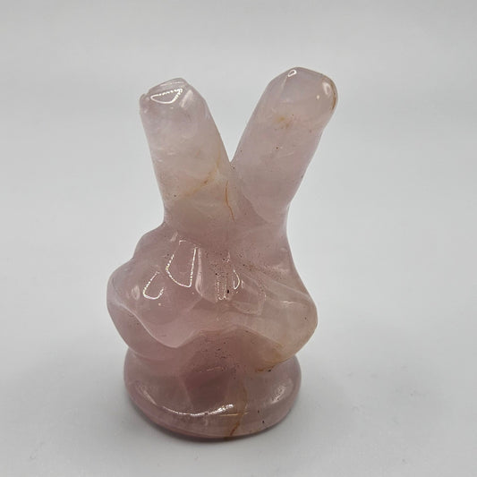 Rose Quartz Peace Sign Specimen 2 inch.