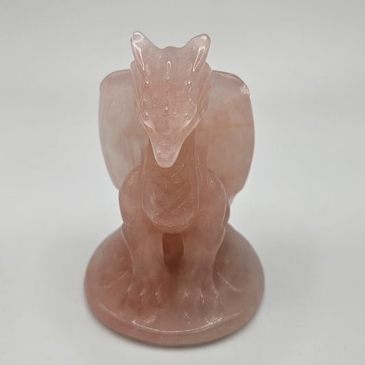 Rose Quartz Sitting Dragon 3 inch.