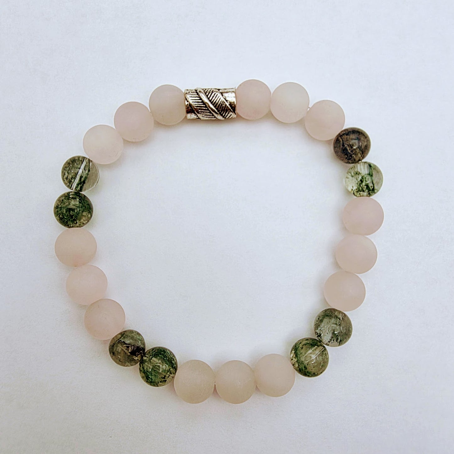Rose Quartz and Garden Quartz Stretch Bracelet Kit.