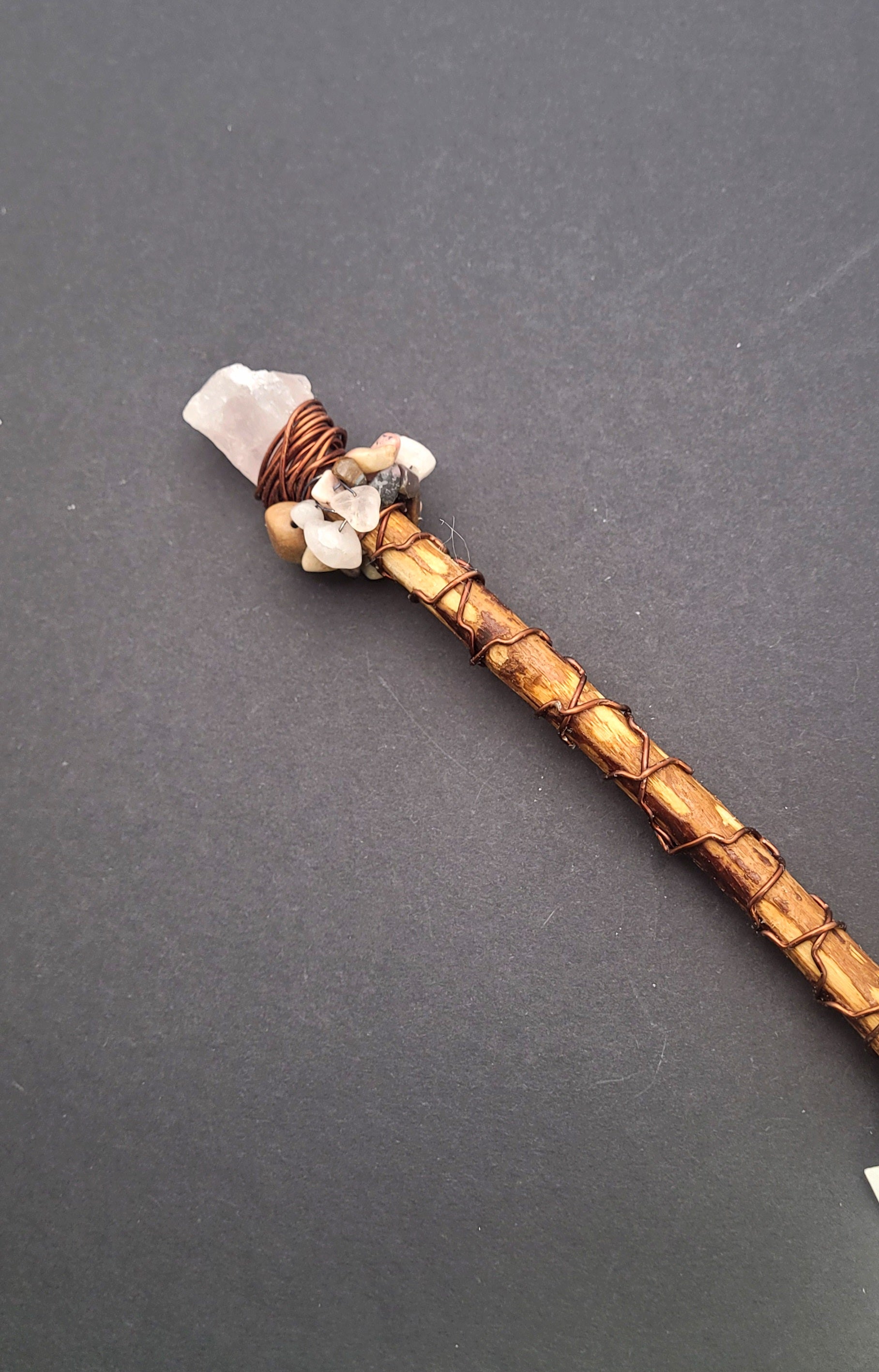Handmade Rose Quartz and Rhodonite Wand.