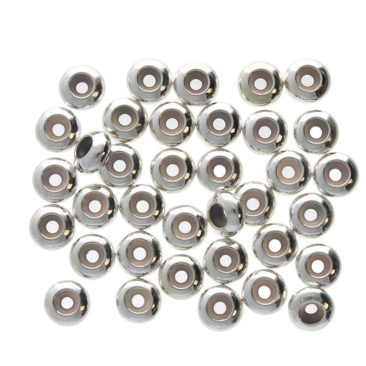 Silicone Stopper Beads 4x2mm 1mm - Silver