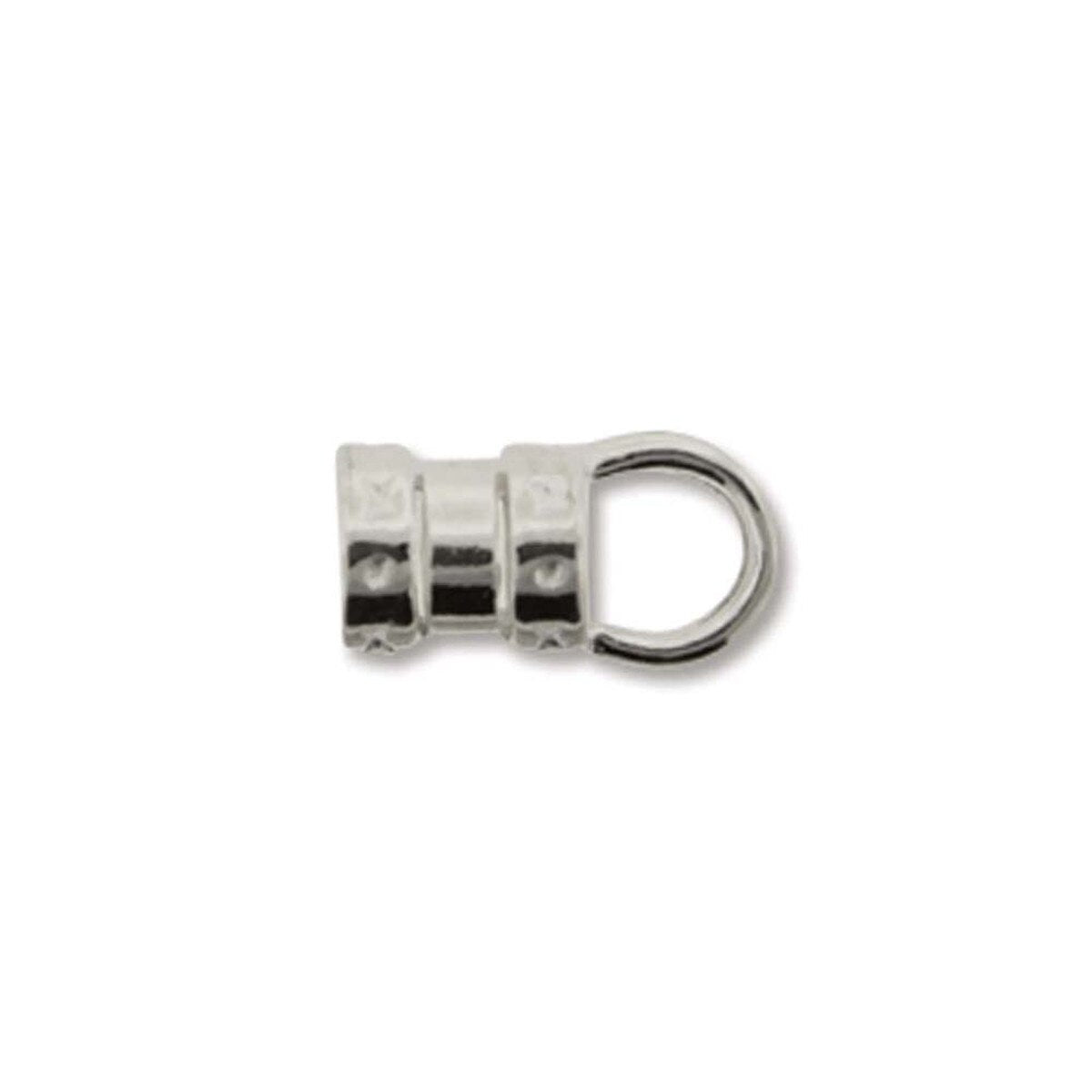 SILVER CRIMP END W/ RING 12X6MM ID-4MM.