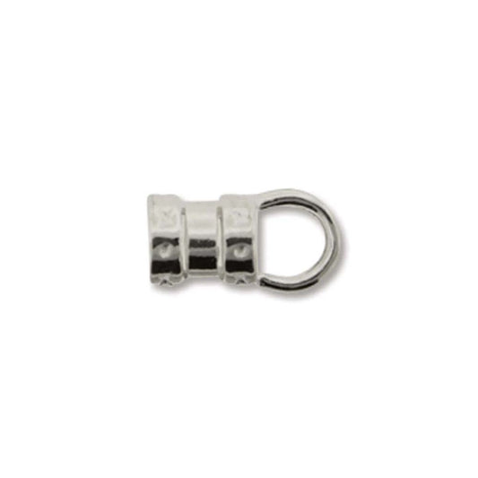 SILVER CRIMP END W/ RING 12X6MM ID-4MM.