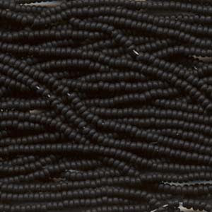 SIZE 11 CZECH GLASS SEED BEADS JET MATTE 6 STRING HANK.