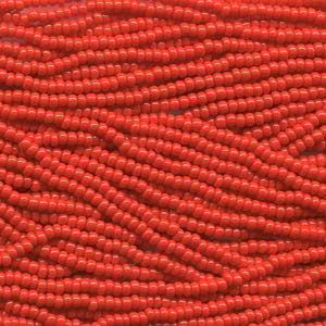 SIZE 11 CZECH GLASS SEED BEADS LIGHT RED 6 STRING HANK.