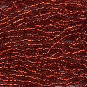 SIZE 11 CZECH GLASS SEED BEADS RUBY SILVER LINED 6 STRING HANK.