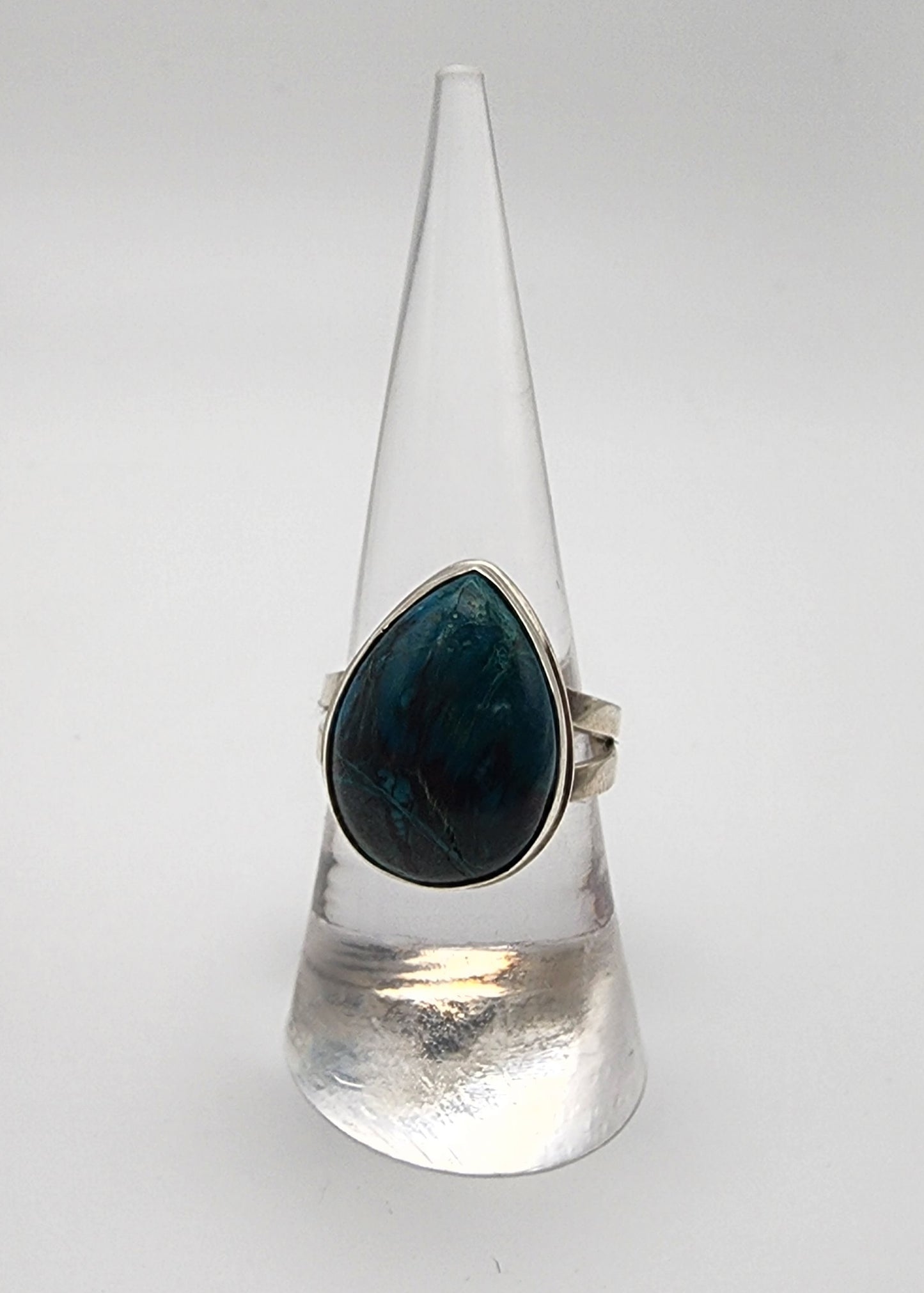 Sterling Silver Chrysocolla Teardrop Ring.