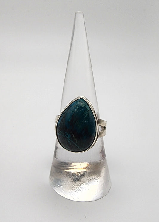 Sterling Silver Chrysocolla Teardrop Ring.