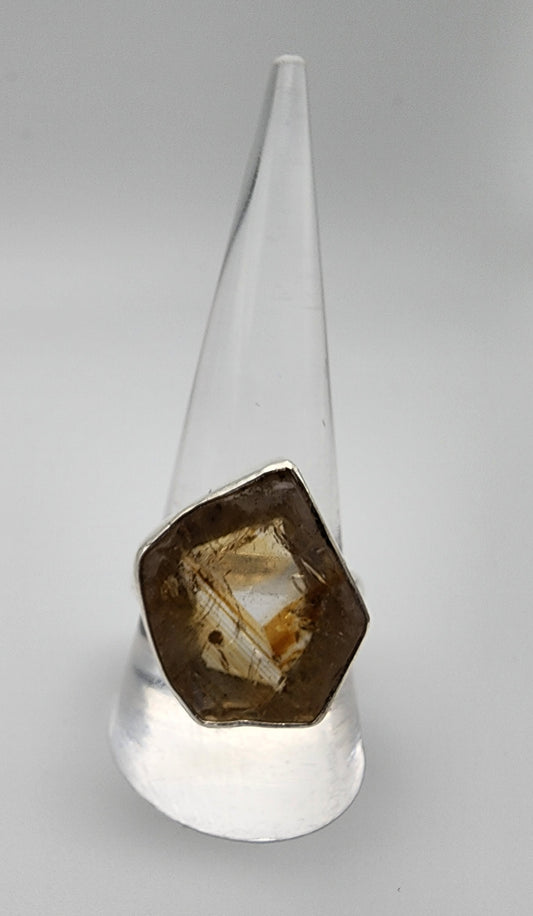 Sterling Silver Citrine Gemstone Large Ring.
