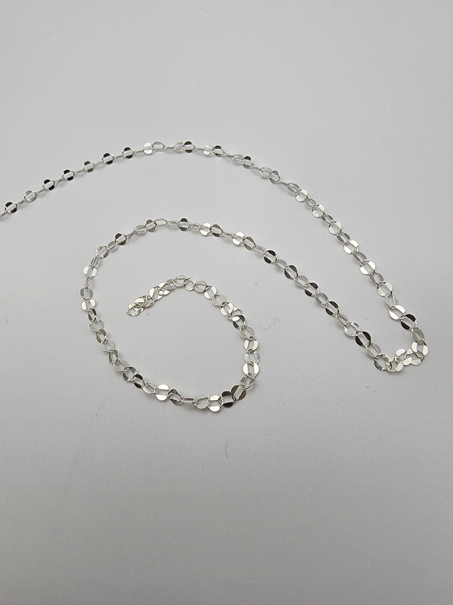 Sterling Silver Dapped Oval Cable Chain Sold By The Foot.