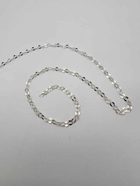 Sterling Silver Dapped Oval Cable Chain Sold By The Foot.