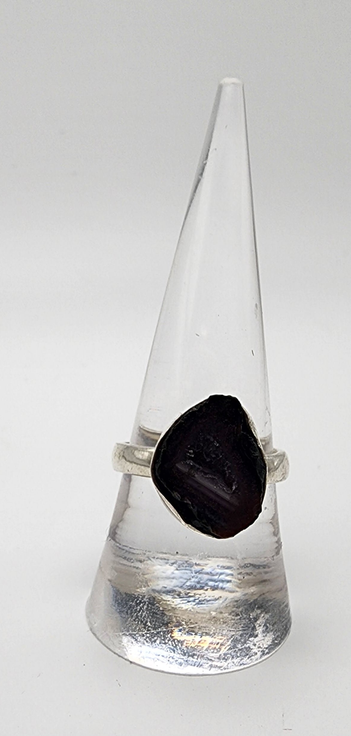 Sterling Silver Dark Red Geode Ring.