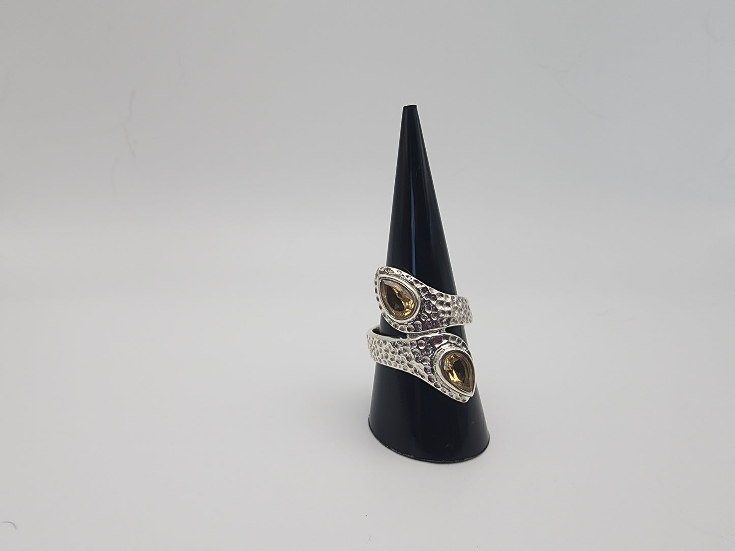 Sterling Silver Decorative Citrine Or Aquamarine Ring.