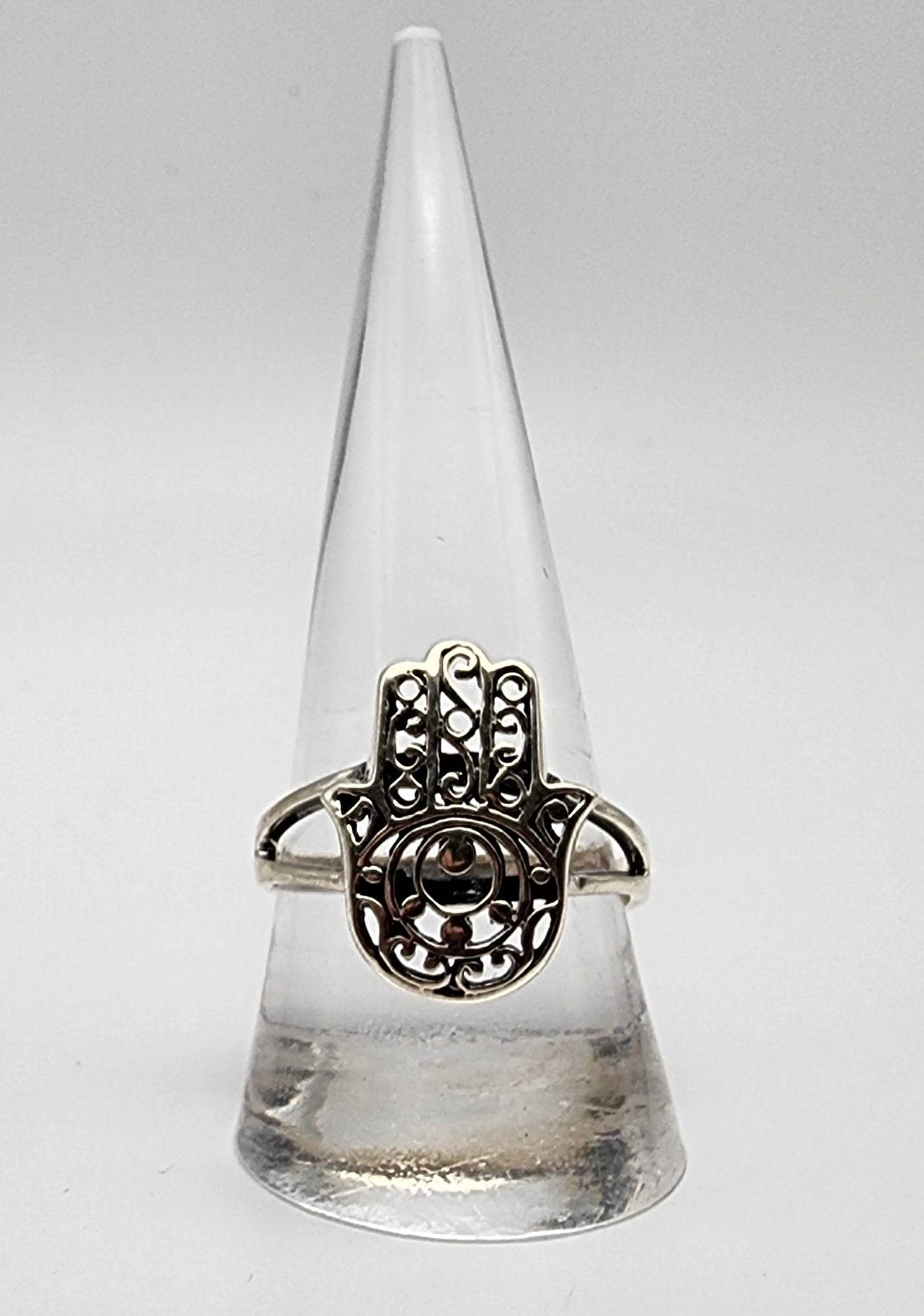 Sterling Silver Decorative Hamsa Ring.