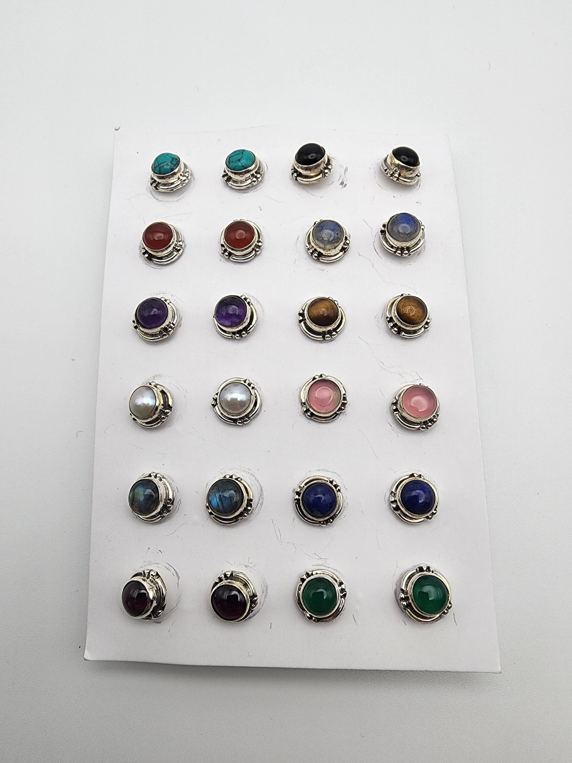 Sterling Silver Gemstone Earrings - Stone Varies.