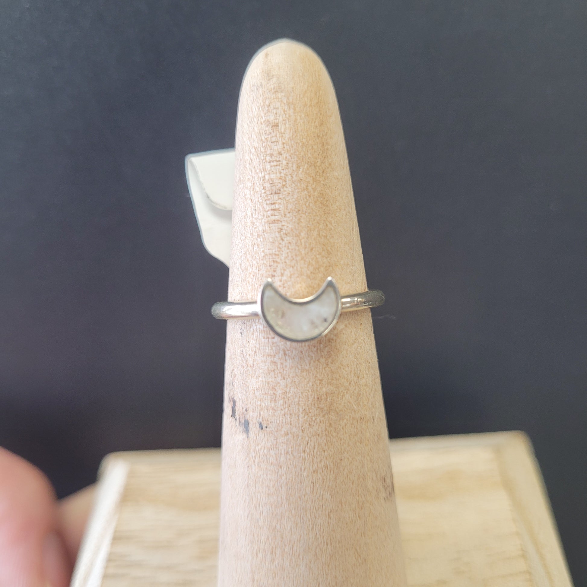 Sterling Silver Half Moon Moonstone Ring.