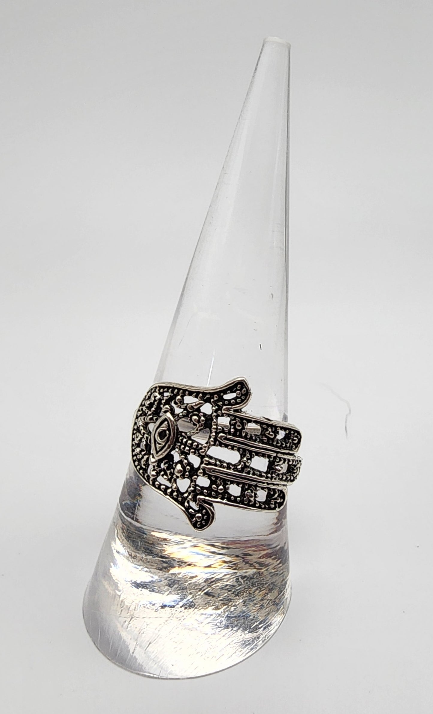 Sterling Silver Hamsa Ring Size 8.