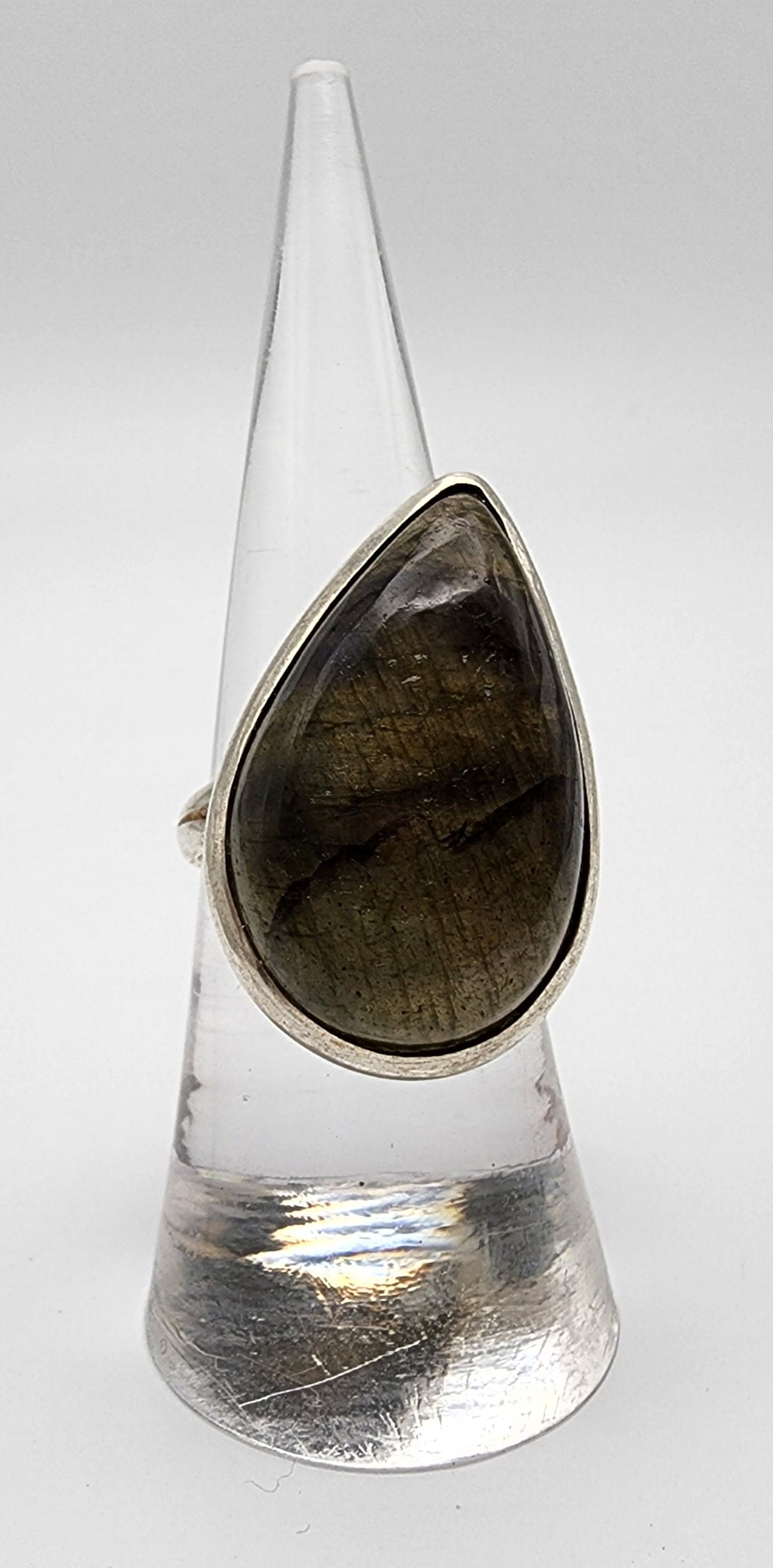 Sterling Silver Labradorite Large Teardrop Ring.