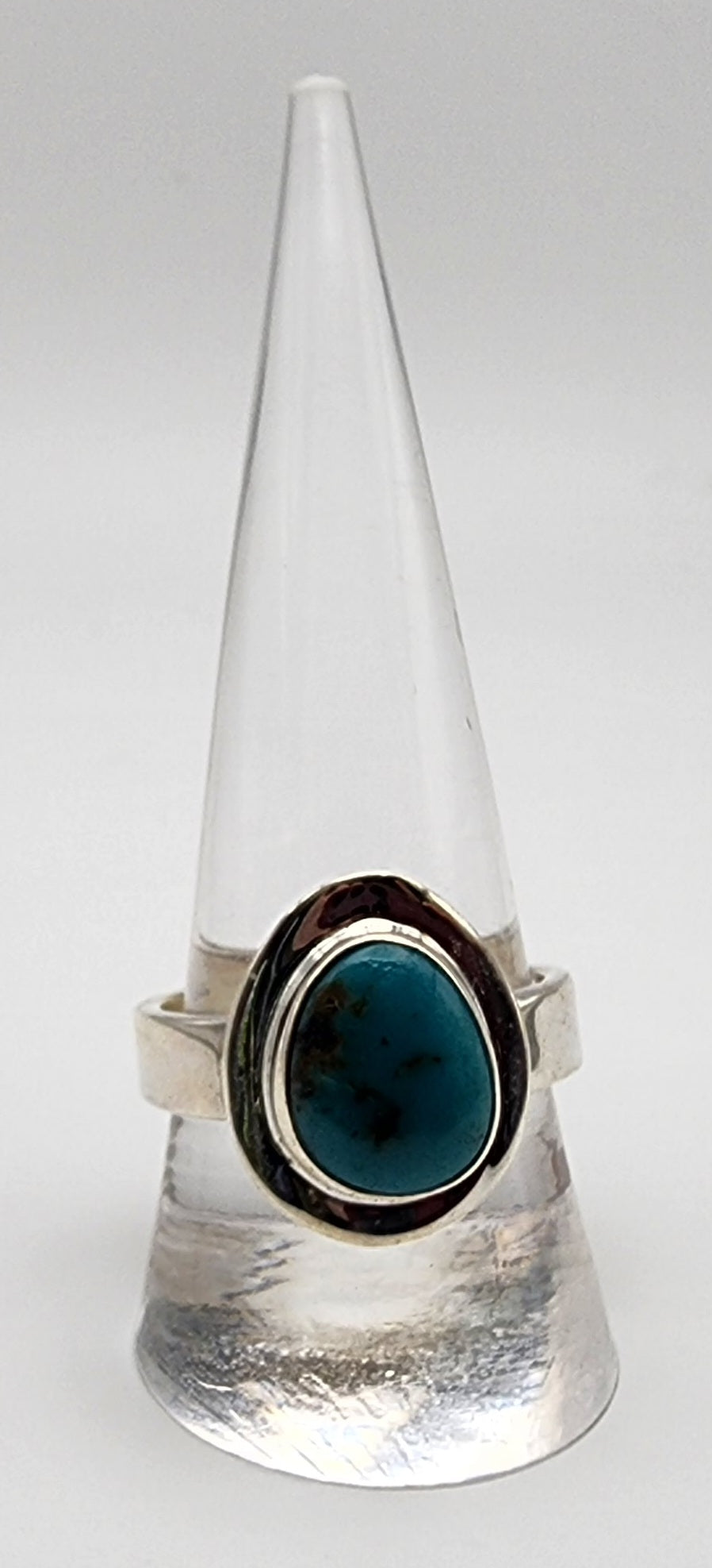 SS Large Turquoise Bezel Set Ring.